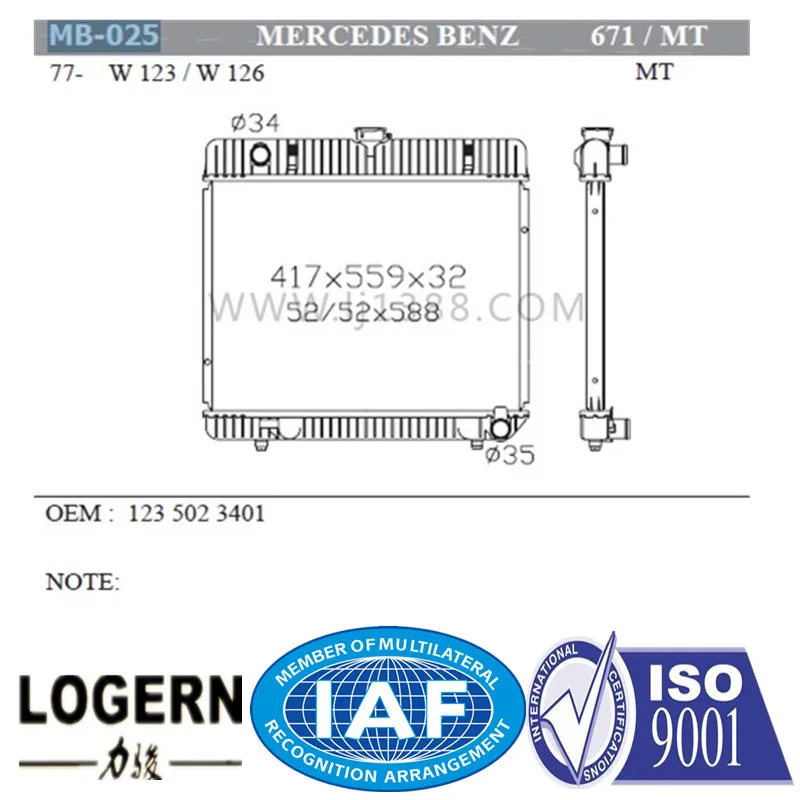 Auto Radiator for Benz 1976 -1985 W123/W126 Mt