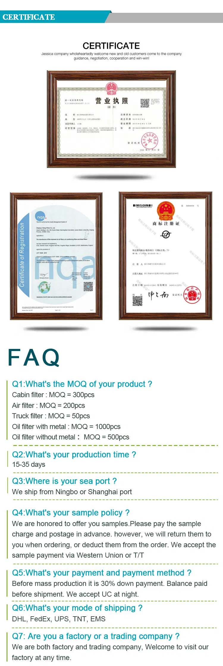 High Quality Car Clean Air Filter for VW FC-1011 703819989 Cu1738 La65 E922li